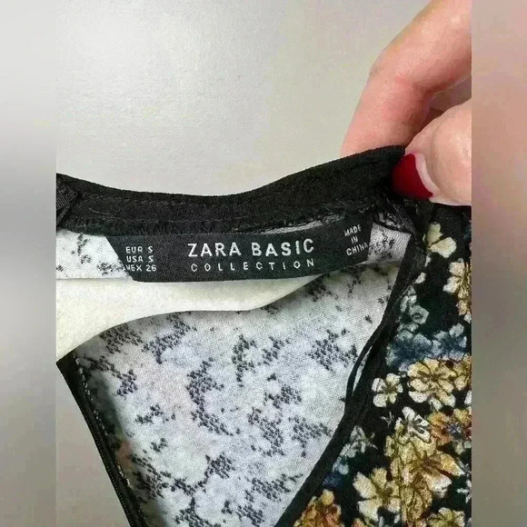 Zara | Basic Collection Floral Bell Sleeve Mini Trapeze Tunic Dress Size Small - Picture 3 of 11